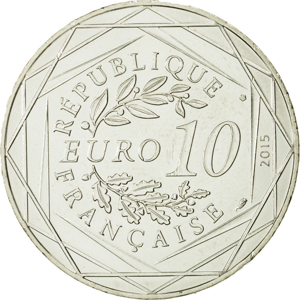 Coin, France, 10 Euro, Fraternité, Obélix, Danse, 2015, MS(63), Silver