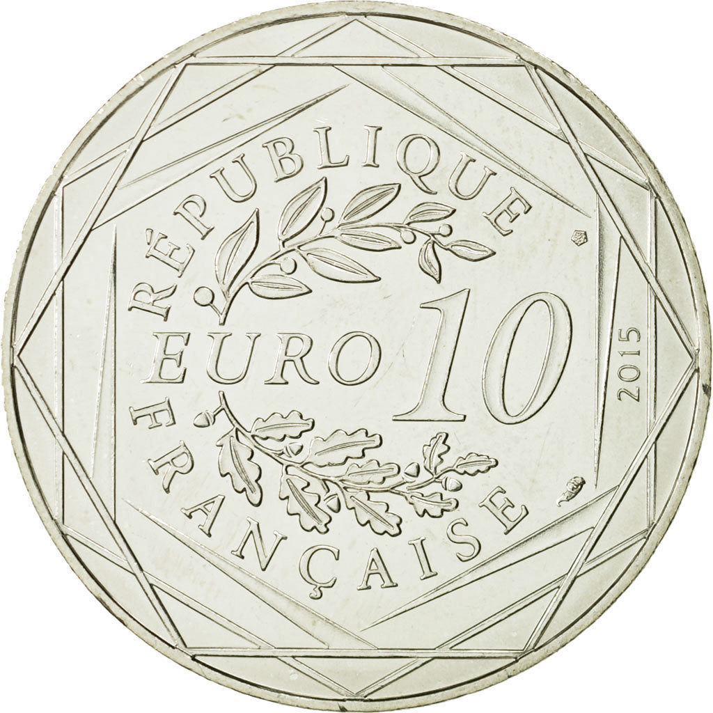 Coin, France, 10 Euro, Fraternité, Obélix, Danse, 2015, MS(63), Silver