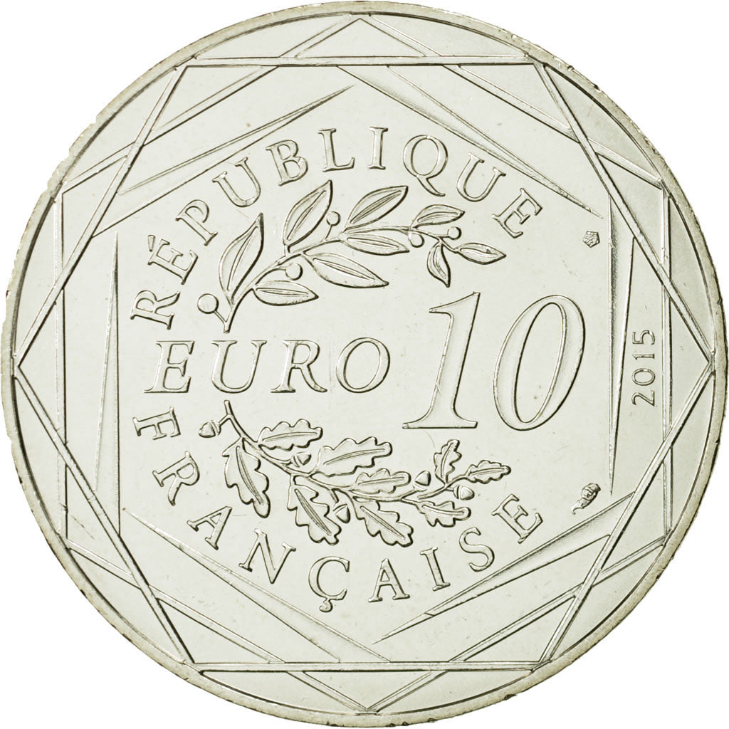 Coin, France, 10 Euro, Fraternité, Obélix, Danse, 2015, MS(63), Silver