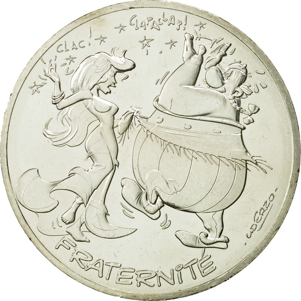 Coin, France, 10 Euro, Fraternité, Obélix, Danse, 2015, MS(63), Silver
