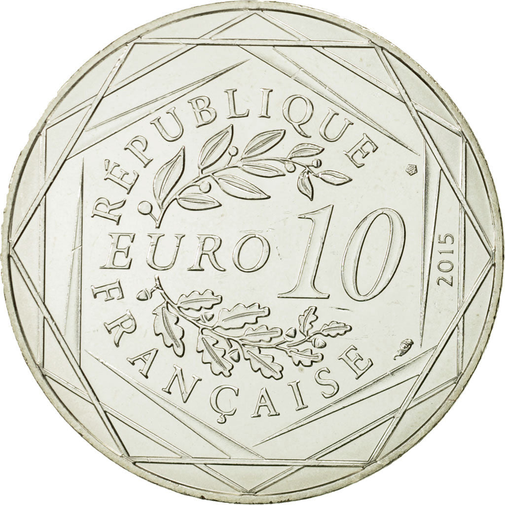 Coin, France, 10 Euro, Fraternité, Obélix, Danse, 2015, MS(63), Silver