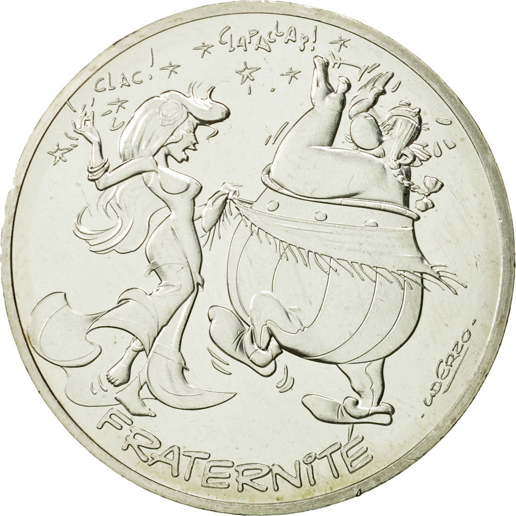 Coin, France, 10 Euro, Fraternité, Obélix, Danse, 2015, MS(63), Silver