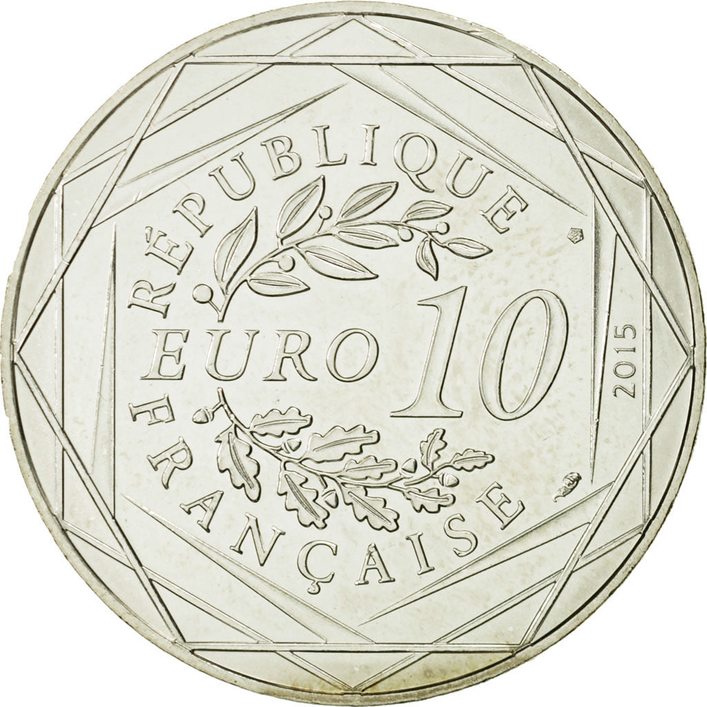 Coin, France, 10 Euro, Fraternité, Obélix, Danse, 2015, MS(63), Silver