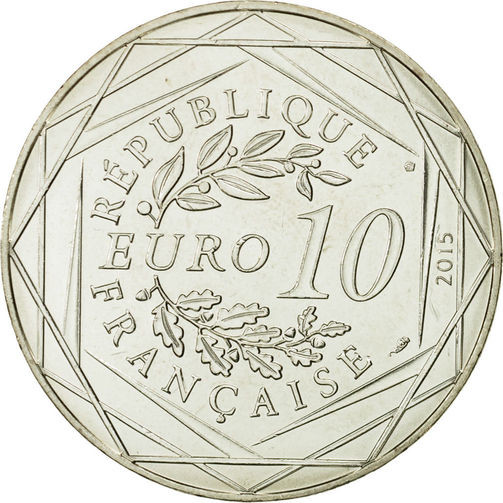 Coin, France, 10 Euro, Egalité, Abraracourcix, Obélix, 2015, MS(63), Silver