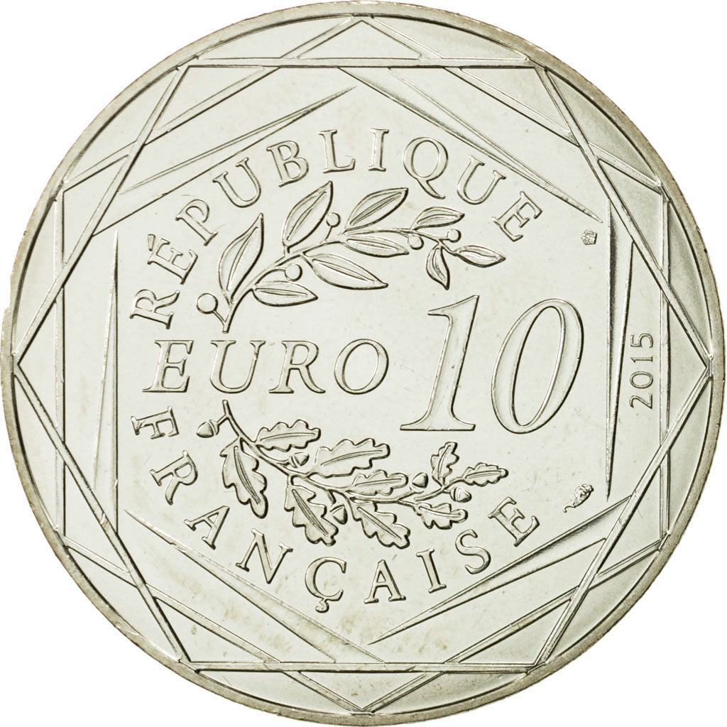 Coin, France, 10 Euro, Egalité, Abraracourcix, Obélix, 2015, MS(63), Silver