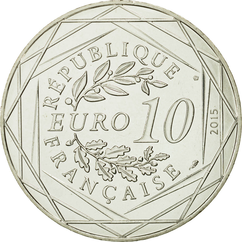 Coin, France, 10 Euro, Egalité, Astérix, Obélix, 2015, MS(63), Silver