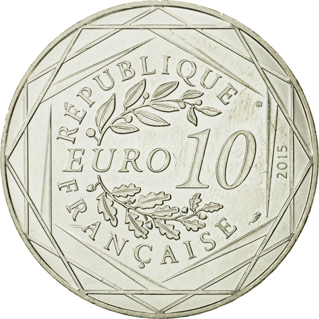 Coin, France, 10 Euro, Egalité, Astérix, Obélix, 2015, MS(63), Silver