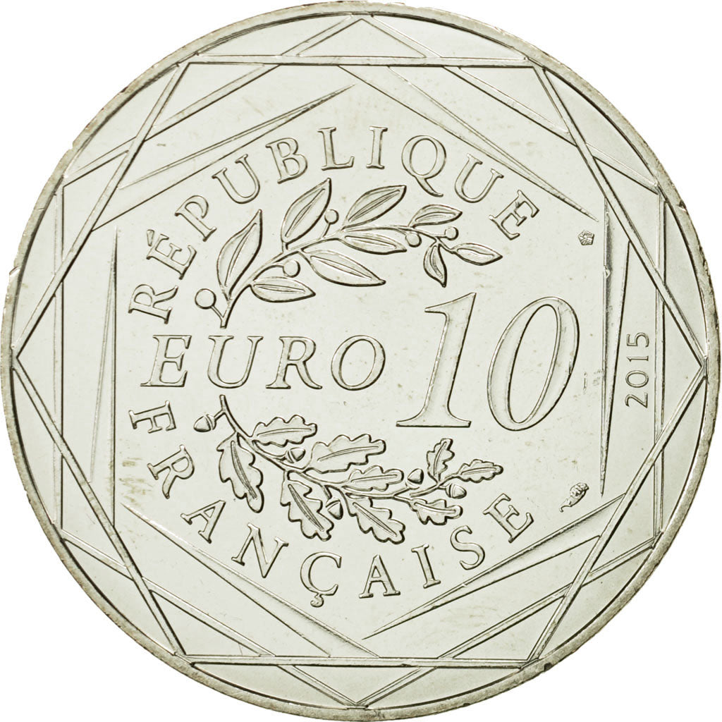 Coin, France, 10 Euro, Egalité, Astérix, Obélix, 2015, MS(63), Silver