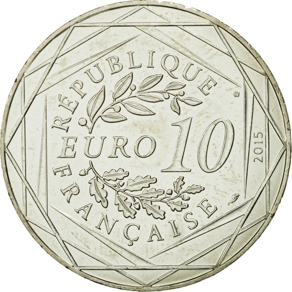 Moneda, Francia, 10 Euro, Egalité, Astérix, Obélix, 2015, SC, Plata