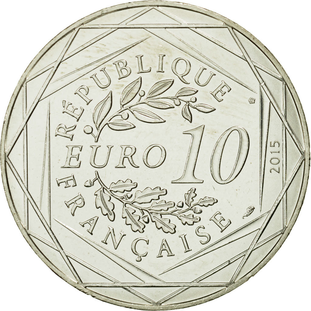 Coin, France, 10 Euro, Egalité, Astérix, Obélix, 2015, MS(63), Silver