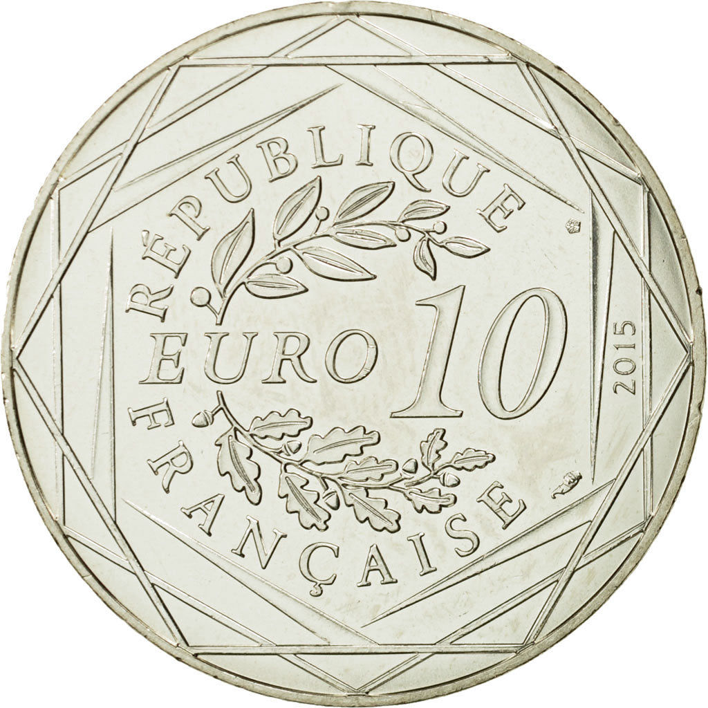 Coin, France, 10 Euro, Egalité, Obélix, Mme Agecanonix, 2015, MS(63), Silver