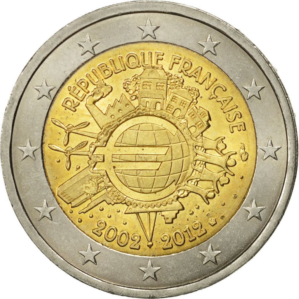 Coin, France, 2 Euro, 10 ans de l'Euro, 2012, MS(63), Bi-Metallic