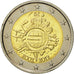Belgium, 2 Euro, 10 ans de l'Euro, 2012, MS(63), Bi-Metallic