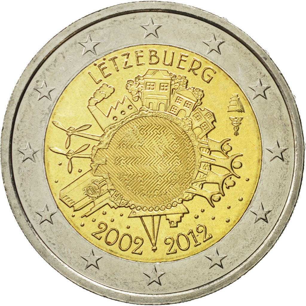 Luxembourg, 2 Euro, 10 ans de l'Euro, 2012, MS(63), Bi-Metallic