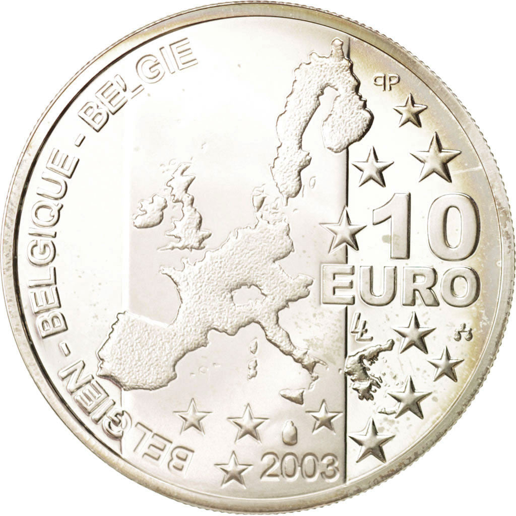 Belgium, 10 Euro, 2003, MS(64), Silver, KM:235