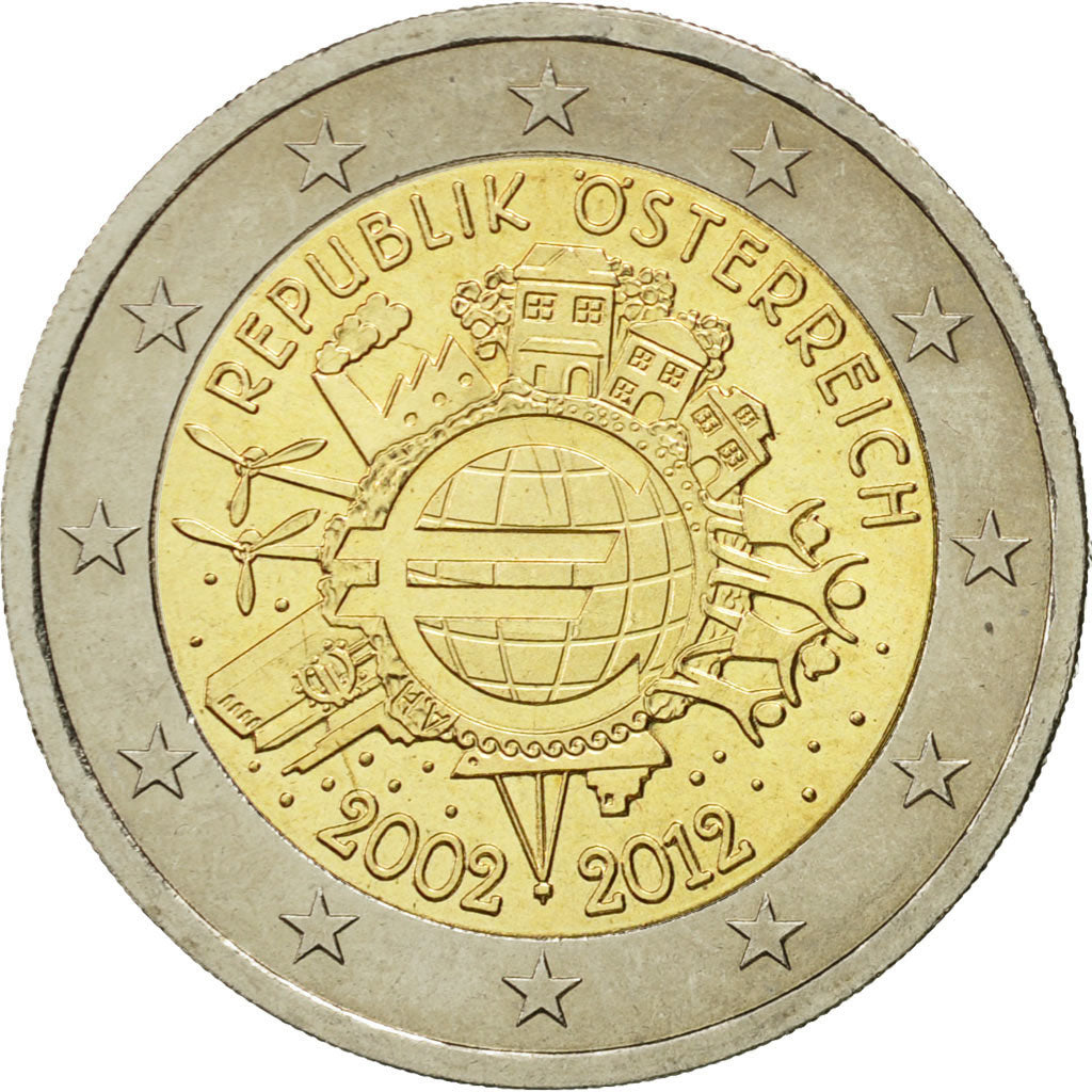 Österreich, 2 Euro, 10 ans de l'Euro, 2012, UNZ, Bi-Metallic