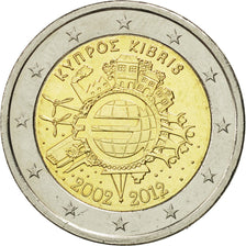 Cyprus, 2 Euro, 10 ans de l'Euro, 2012, MS(63), Bi-Metallic