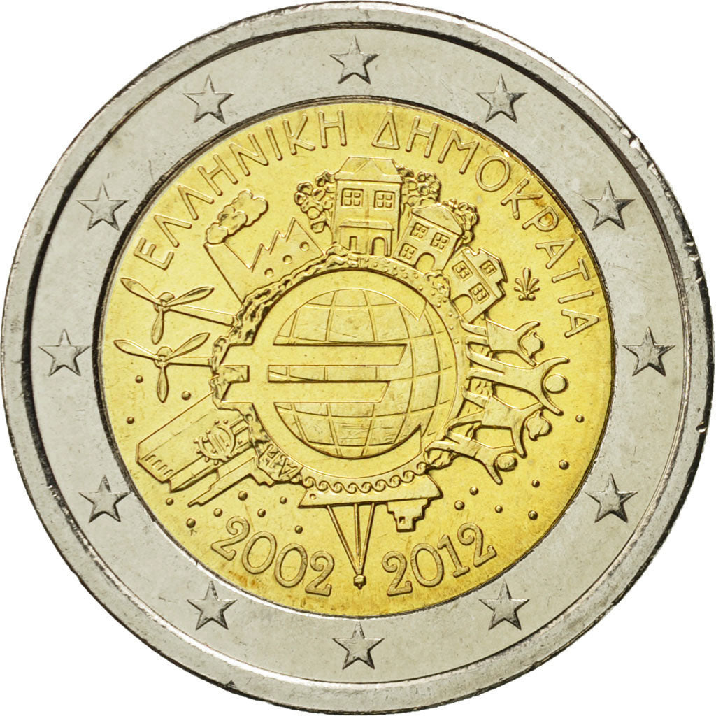 Griechenland, 2 Euro, 10 ans de l'Euro, 2012, UNZ, Bi-Metallic