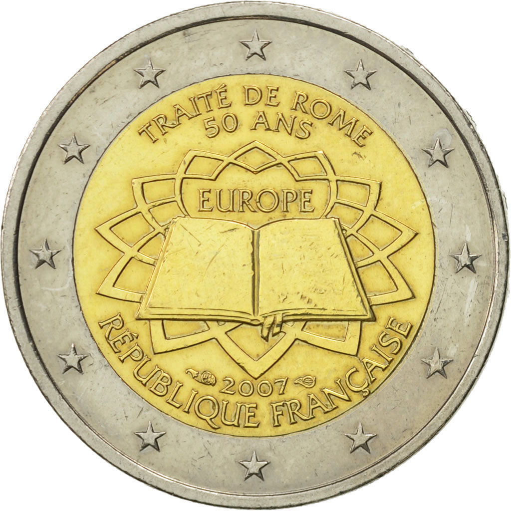 Coin, France, 2 Euro, Traité de Rome 50 ans, 2007, MS(63), Bi-Metallic