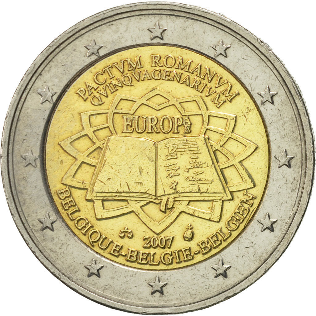 Belgium, 2 Euro, Traité de Rome 50 ans, 2007, MS(63), Bi-Metallic