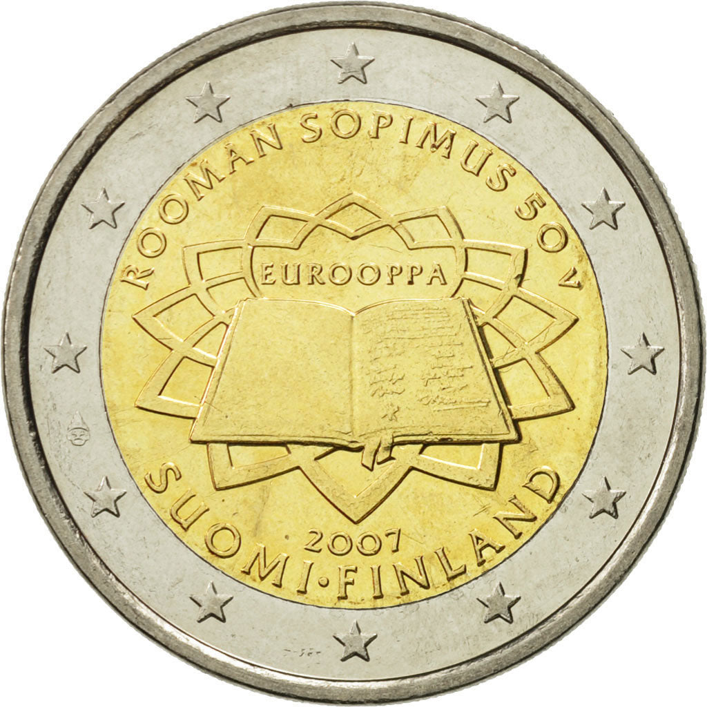 Finland, 2 Euro, Traité de Rome 50 ans, 2007, MS(63), Bi-Metallic