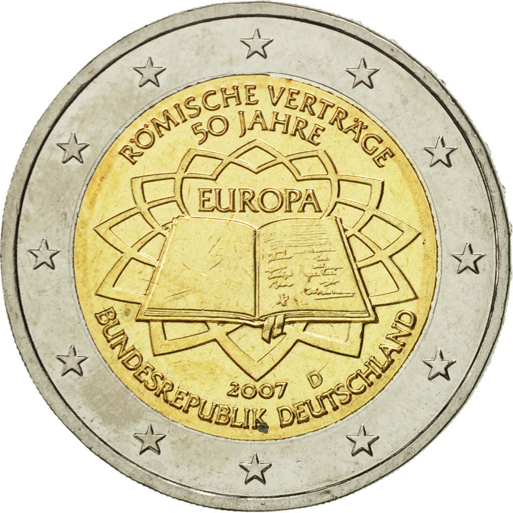 Germany, 2 Euro, Traité de Rome 50 ans, 2007, MS(63), Bi-Metallic
