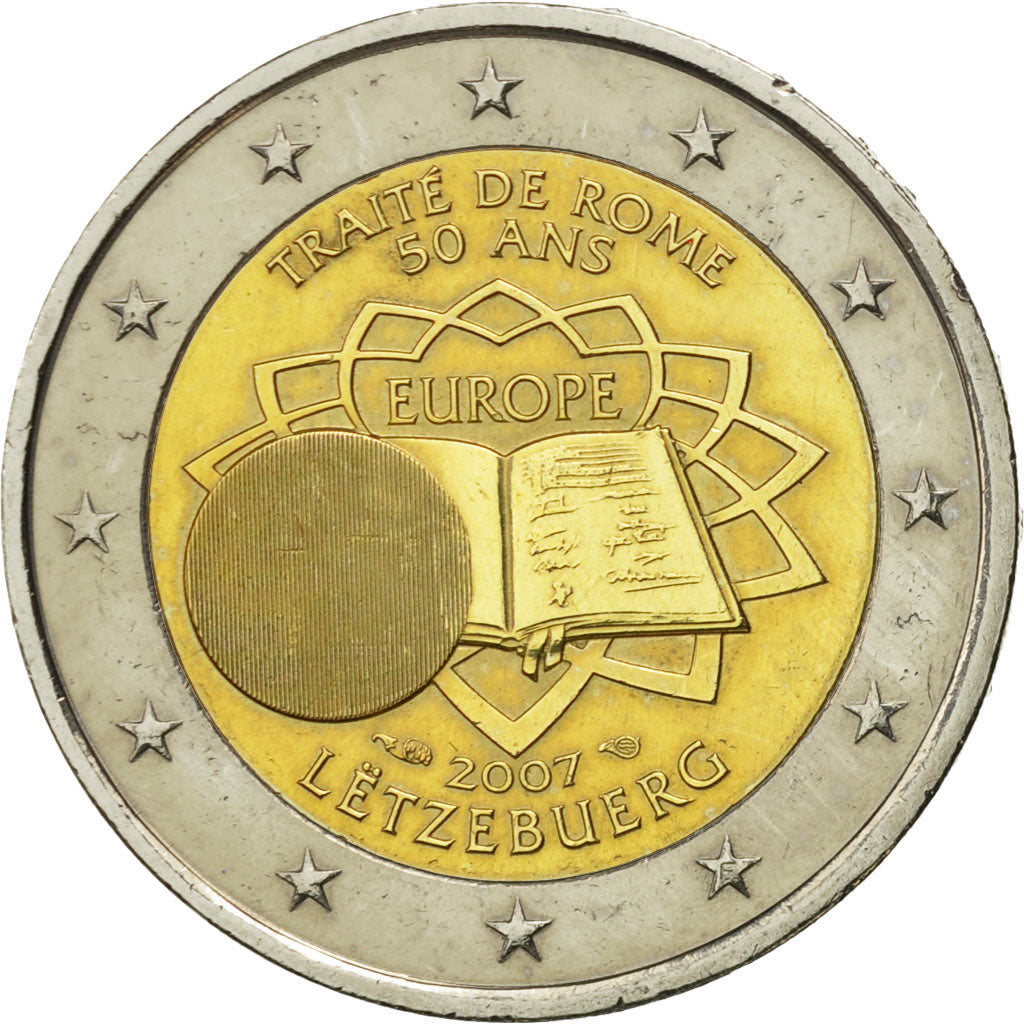Luxembourg, 2 Euro, Traité de Rome 50 ans, 2007, MS(63), Bi-Metallic