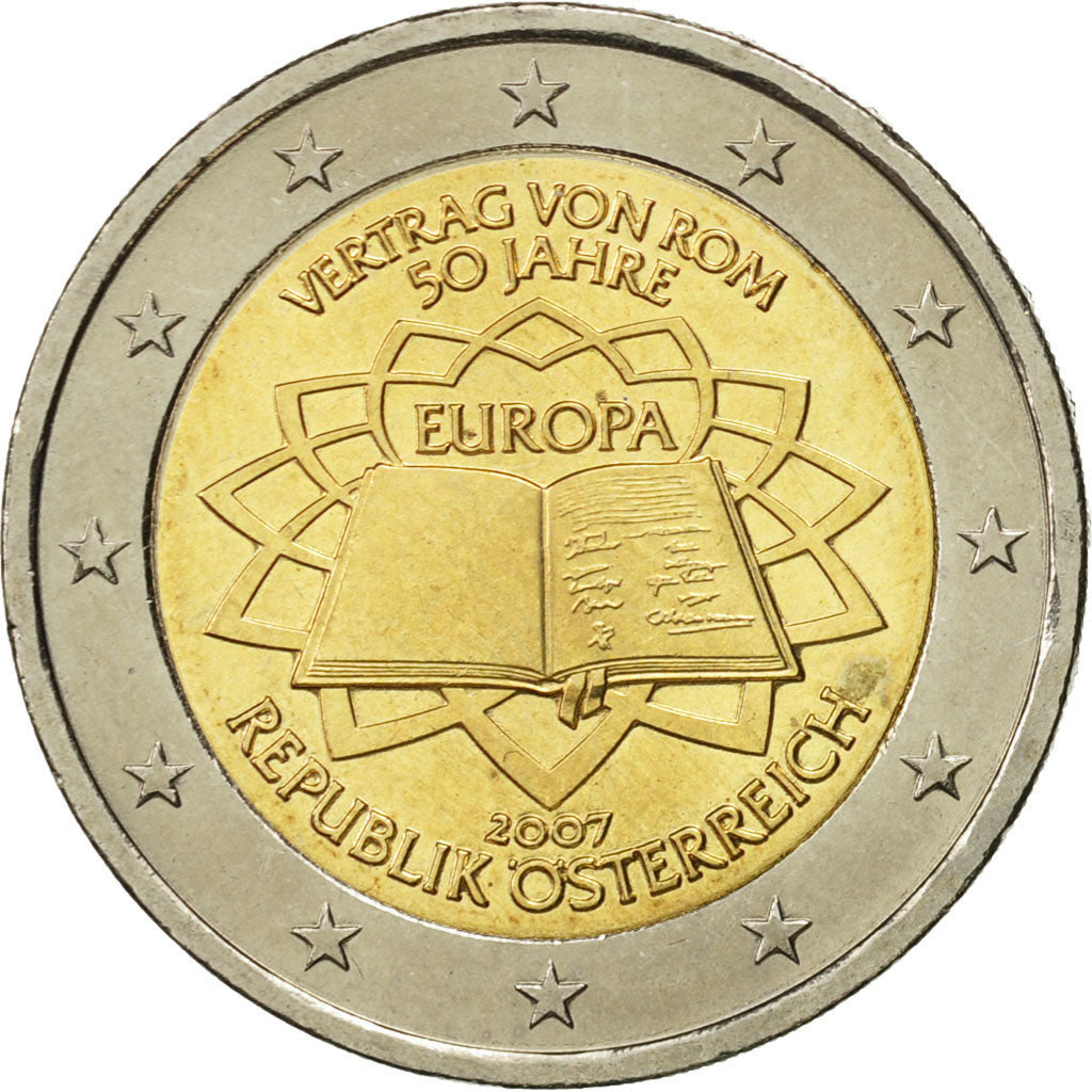 Österreich, 2 Euro, Traité de Rome 50 ans, 2007, VZ+, Bi-Metallic