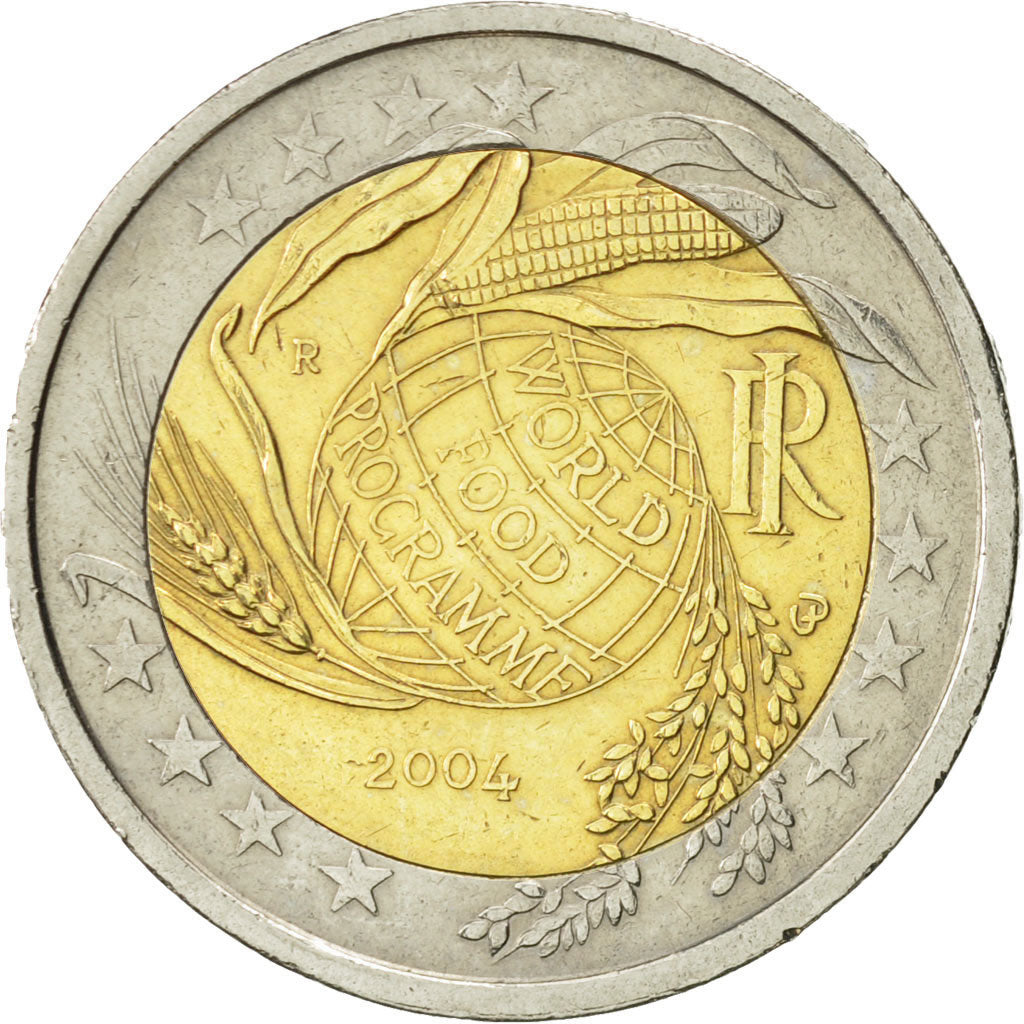 Italy, 2 Euro, World Food Programme, 2004, AU(55-58), Bi-Metallic