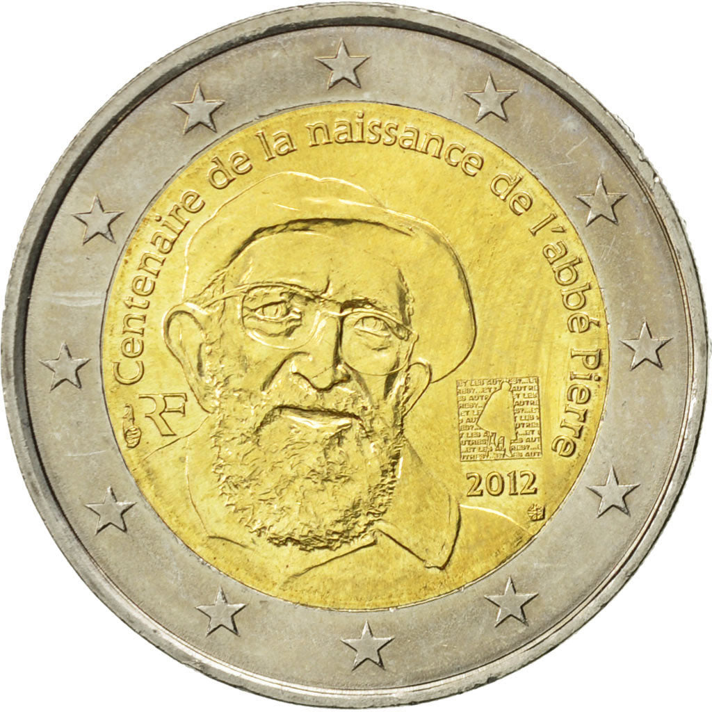 Coin, France, 2 Euro, Abbé Pierre, 2012, MS(63), Bi-Metallic, KM:1894