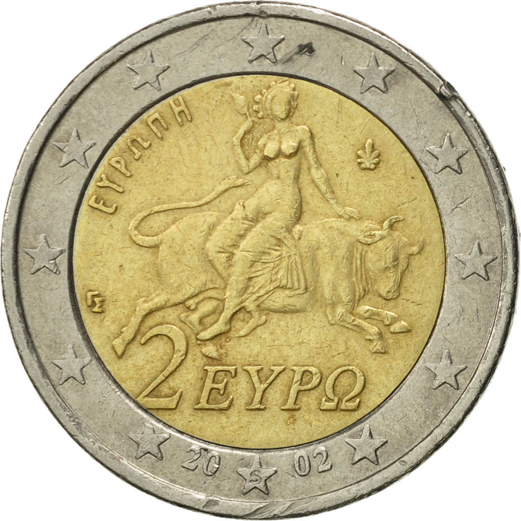 Greece, 2 Euro, 2002, EF(40-45), Bi-Metallic, KM:188
