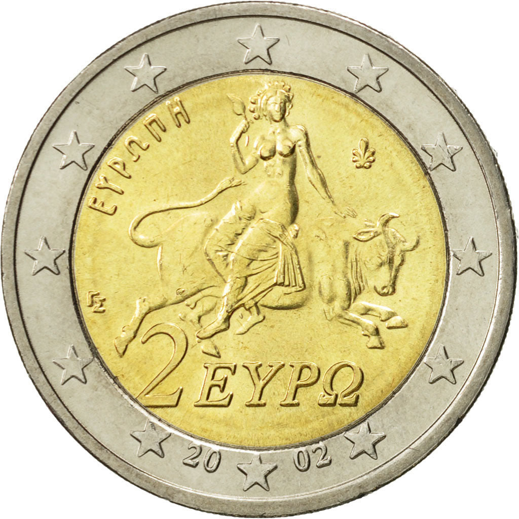 Greece, 2 Euro, 2002, MS(63), Bi-Metallic, KM:188