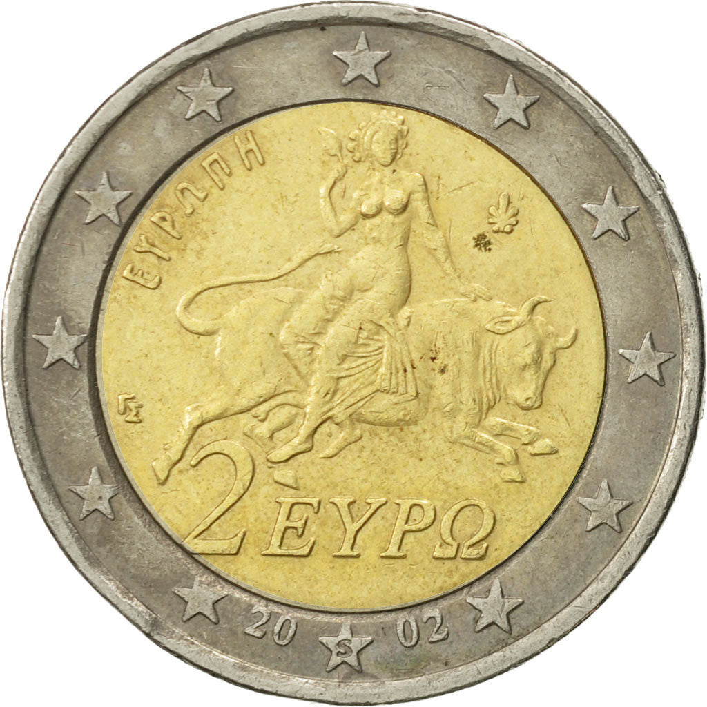 Grecia, 2 Euro, 2002, BB, Bi-metallico, KM:188