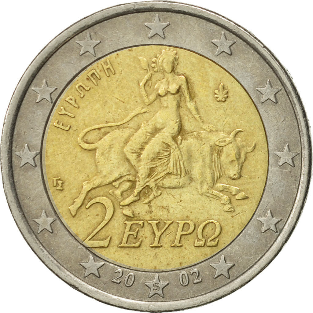 Greece, 2 Euro, 2002, EF(40-45), Bi-Metallic, KM:188