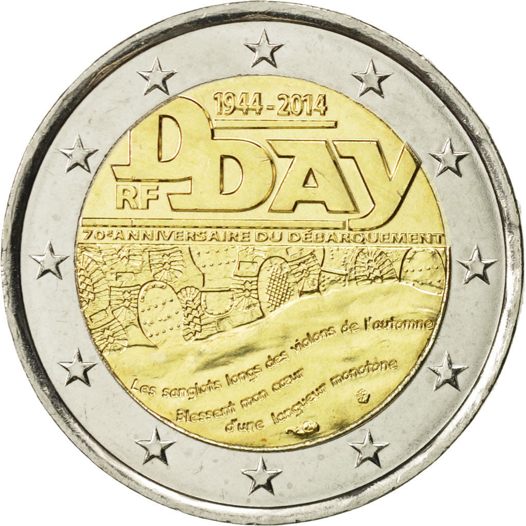 Coin, France, 2 Euro, D-Day, 2014, MS(63), Bi-Metallic