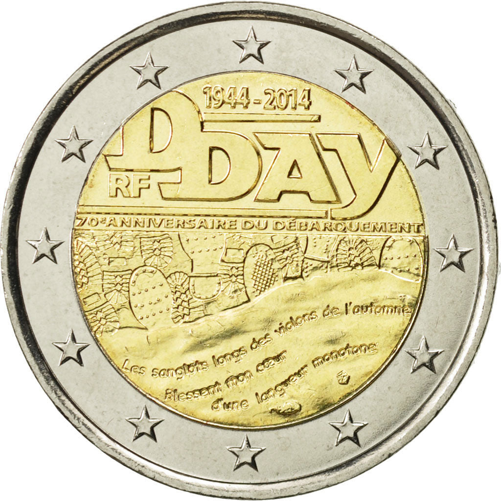 Coin, France, 2 Euro, D-Day, 2014, MS(63), Bi-Metallic