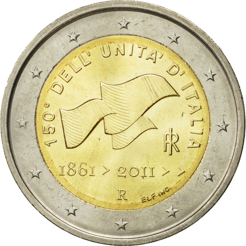 Italy, 2 Euro, Unification, 2011, MS(63), Bi-Metallic, KM:338