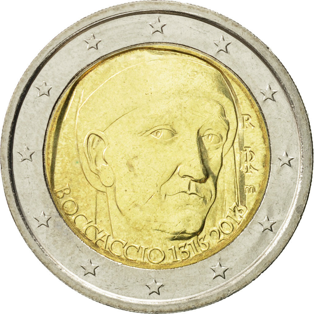 Italy, 2 Euro, Boccaccio, 2013, MS(63), Bi-Metallic
