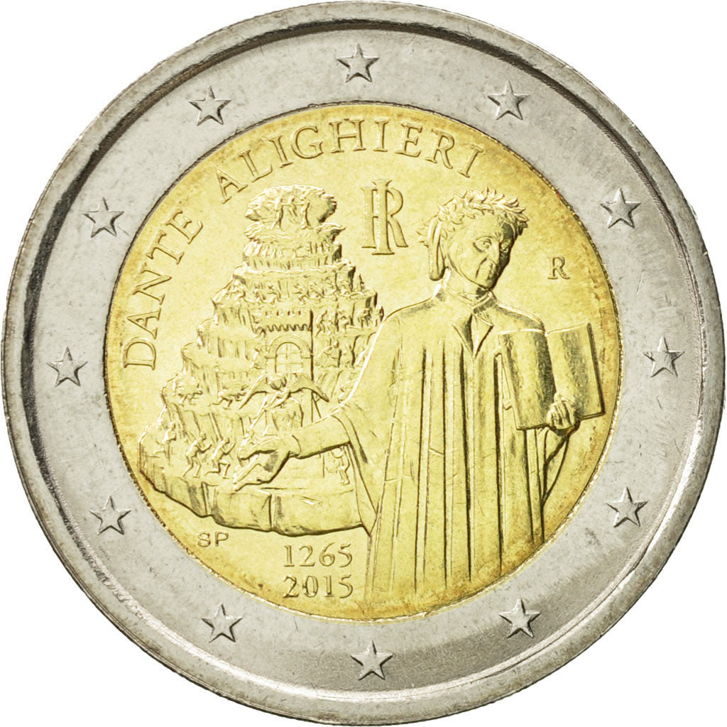 Italy, 2 Euro, Dante Alighieri, 2015, MS(63), Bi-Metallic