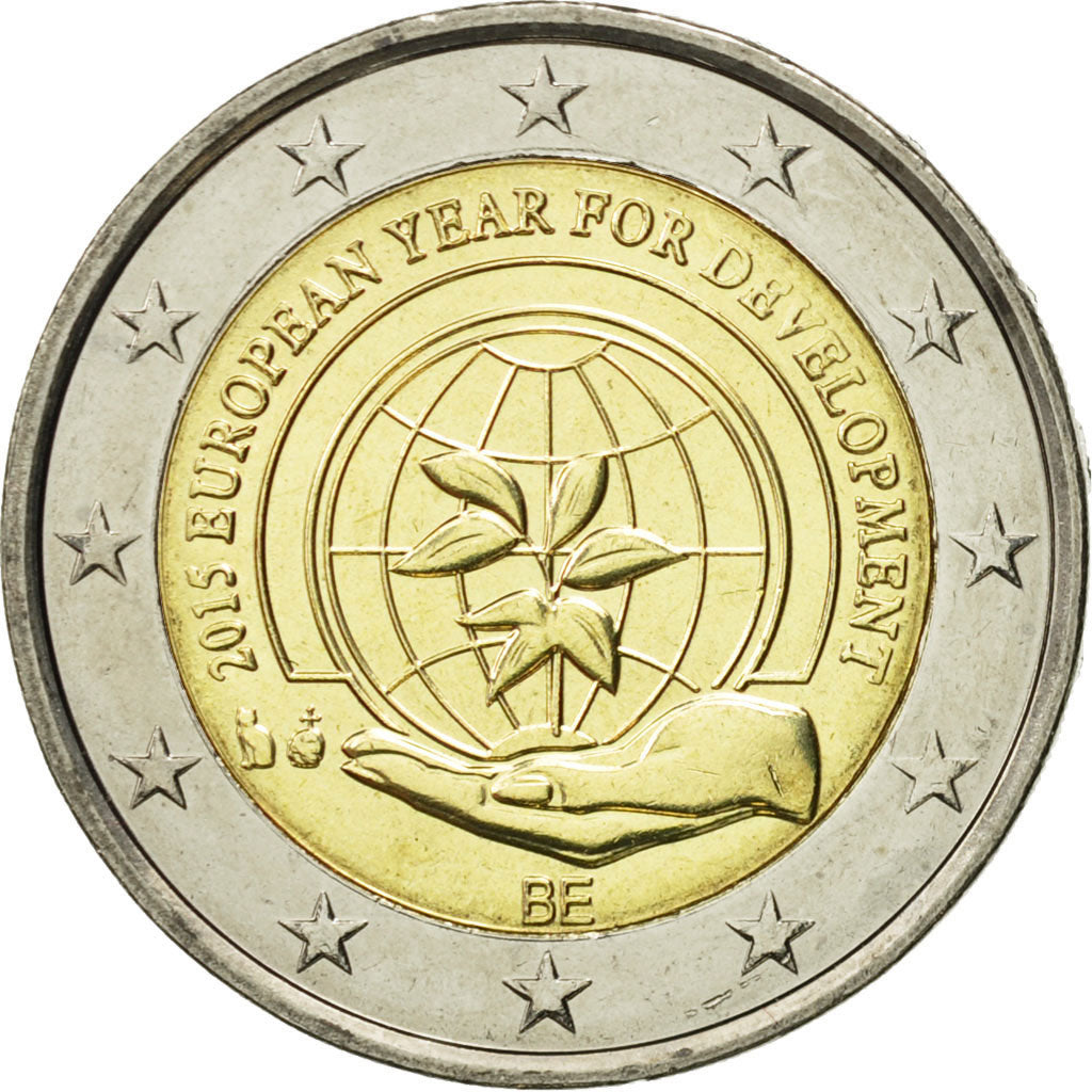 Belgium, 2 Euro, European Year for Development, 2015, MS(63), Bi-Metallic