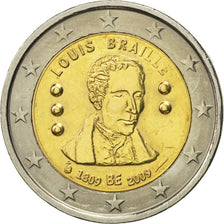 Belgium, 2 Euro, Louis Braille, 2009, MS(63), Bi-Metallic, KM:288