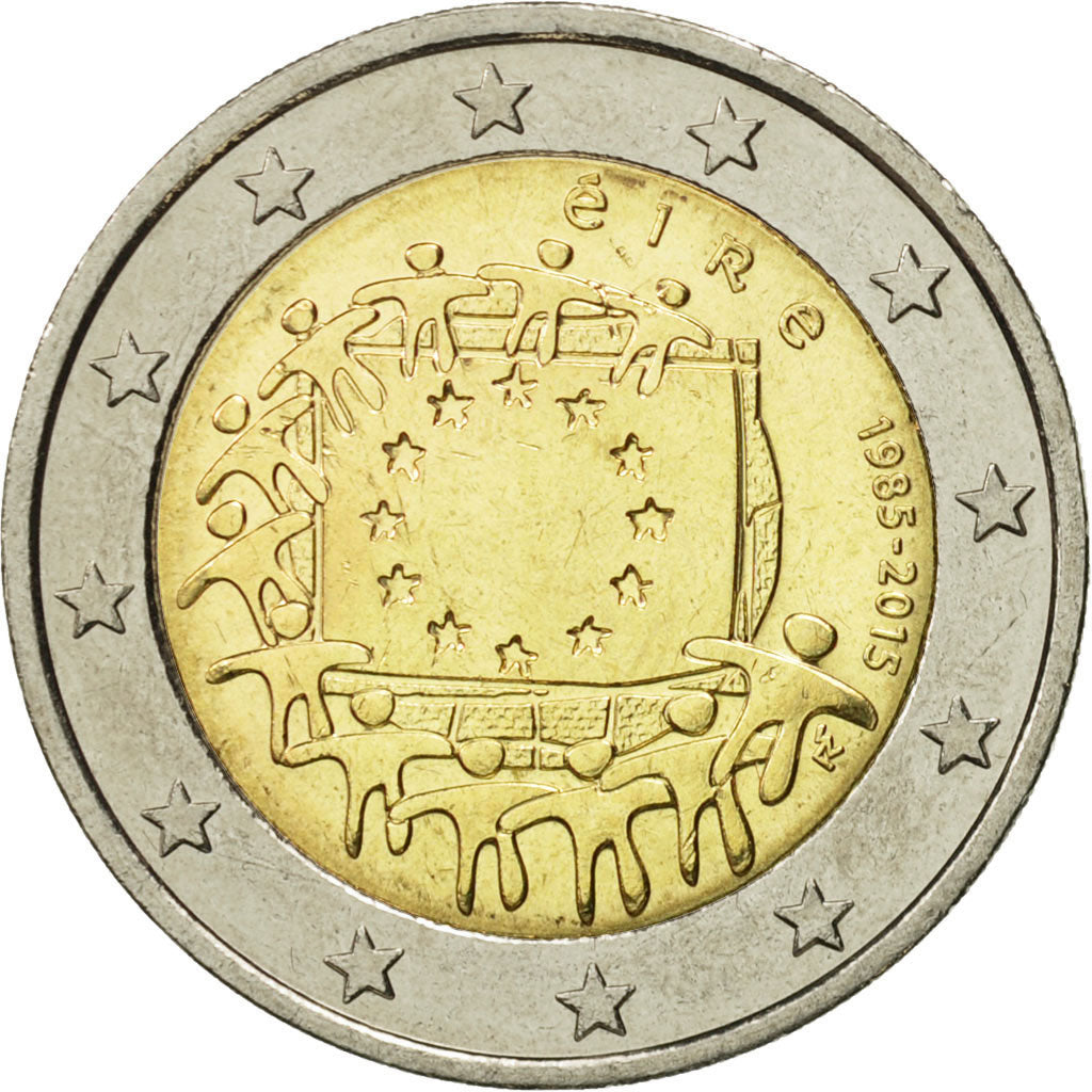 IRELAND REPUBLIC, 2 Euro, Drapeau européen, 2015, MS(63), Bi-Metallic