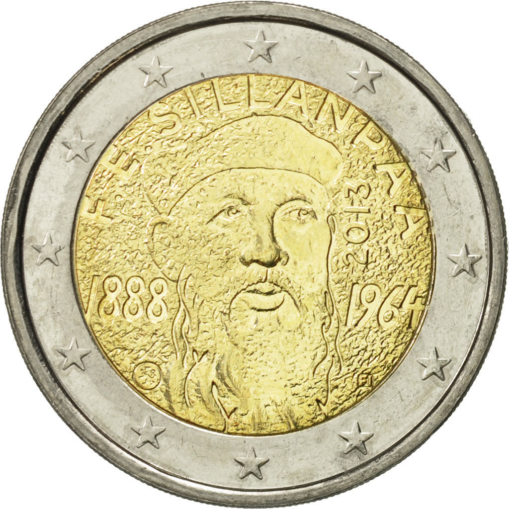 Finland, 2 Euro, Frans Eemil Sillanpää, 2013, MS(63), Bi-Metallic
