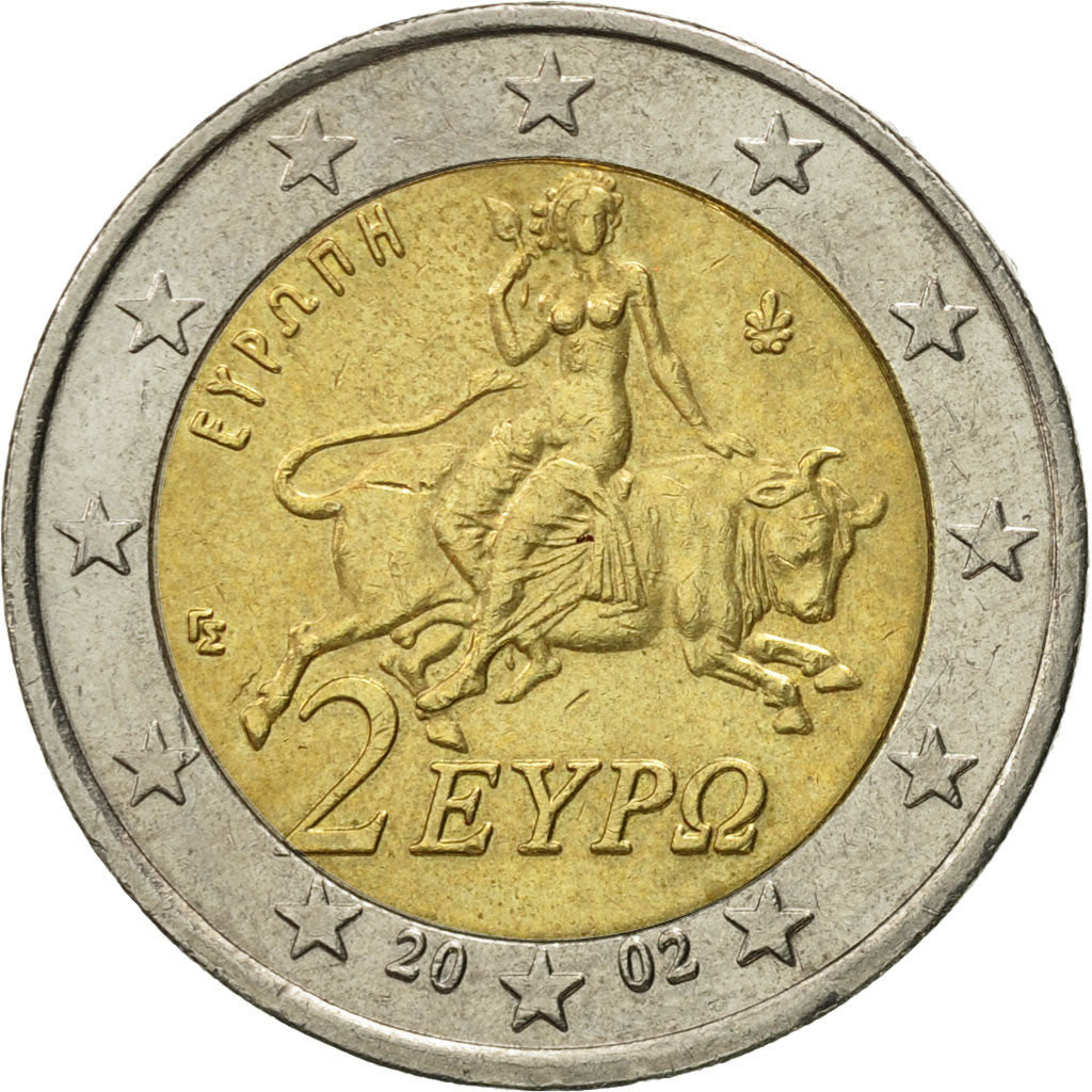 Greece, 2 Euro, 2002, EF(40-45), Bi-Metallic, KM:188