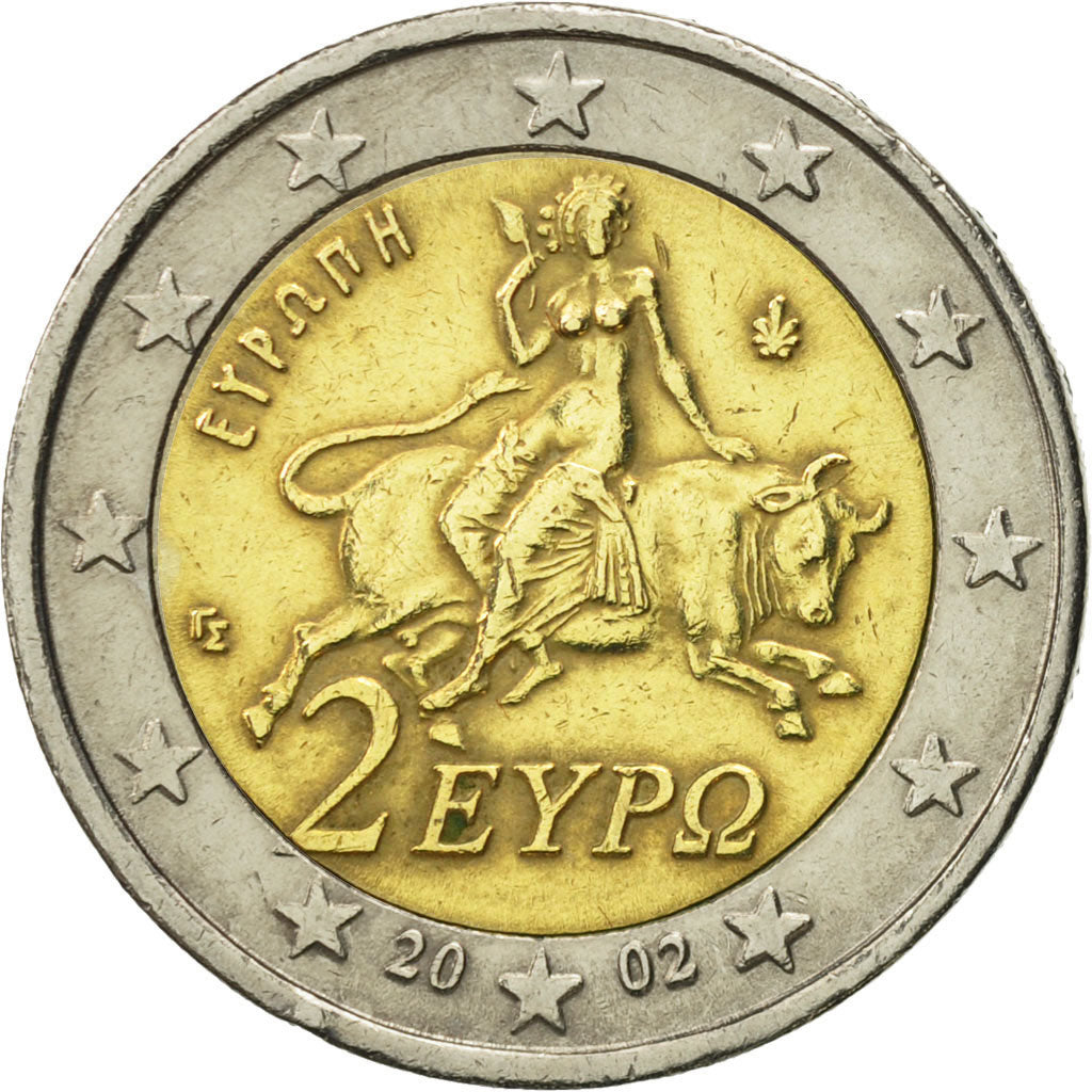 Greece, 2 Euro, 2002, EF(40-45), Bi-Metallic, KM:188