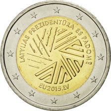 Latvia, 2 Euro, Présidence de l'UE, 2015, MS(63), Bi-Metallic