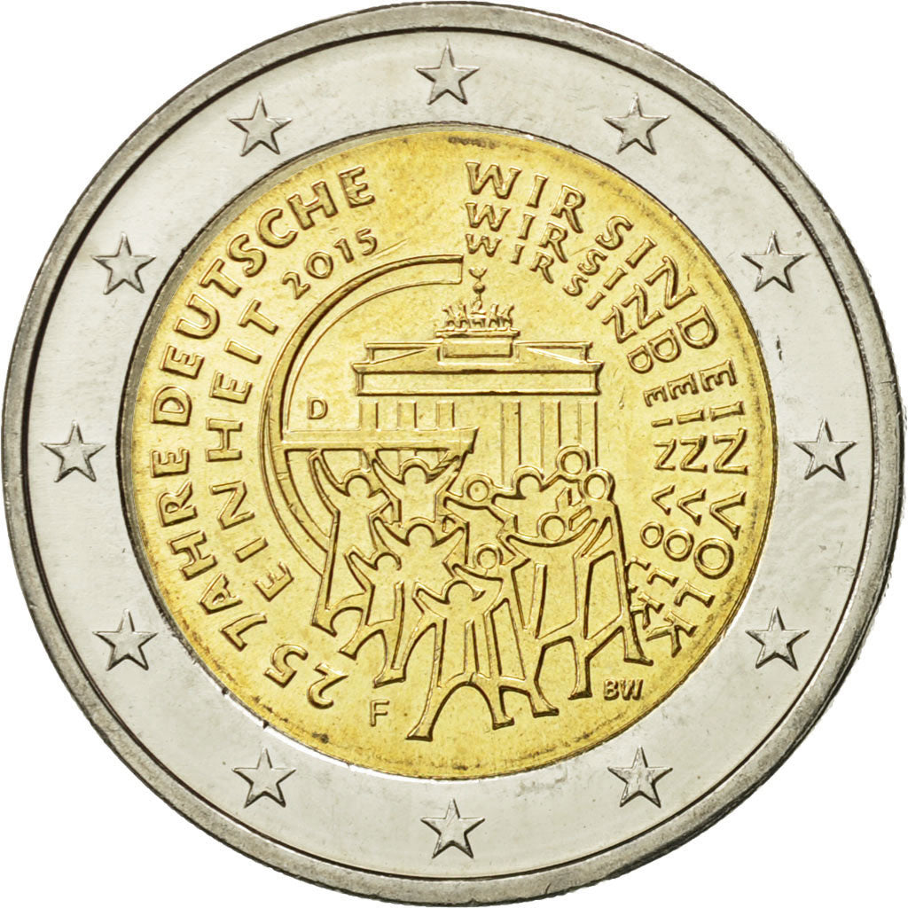 GERMANY - FEDERAL REPUBLIC, 2 Euro, Réunification, 2015, MS(63), Bi-Metallic