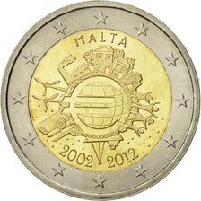 Malta, 2 Euro, 10 years euro, 2012, SPL, Bi-metallico, KM:139
