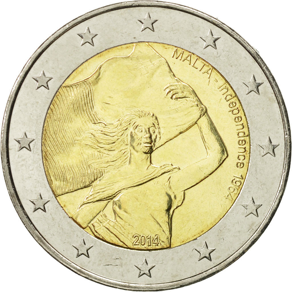 Malta, 2 Euro, Indépendance, 2014, MS(63), Bi-Metallic