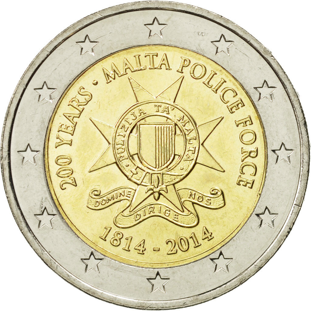 Malta, 2 Euro, 200 years, 2014, MS(63), Bi-Metallic